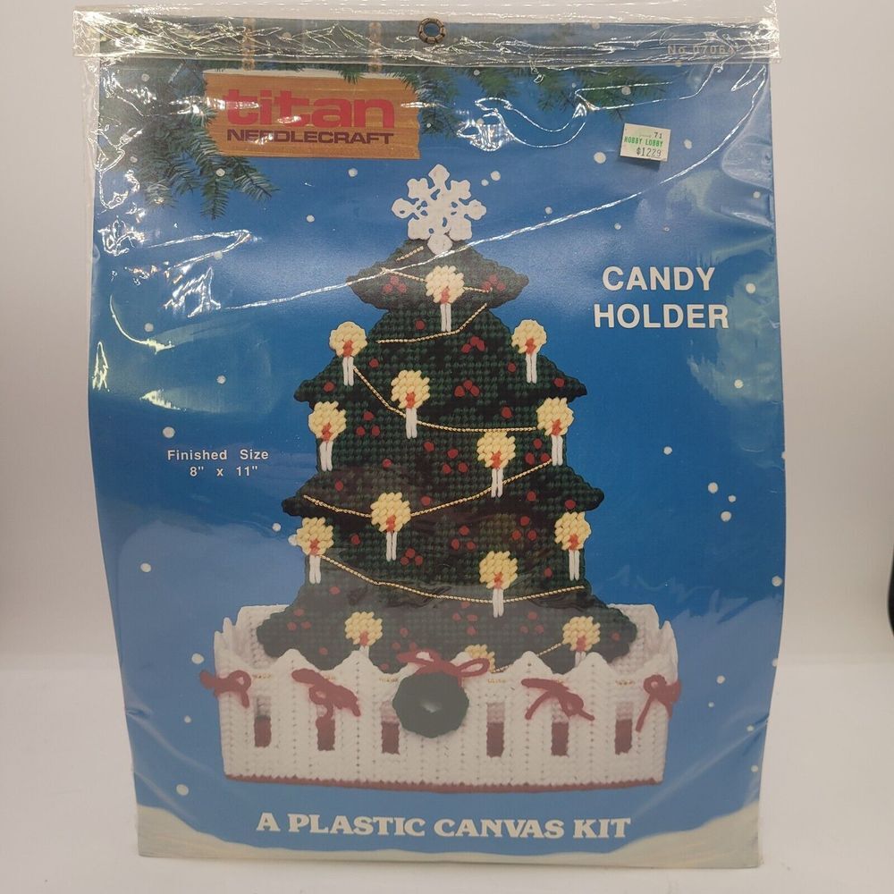 New Vtg 1990 Titan‎ Needlecraft No. 07064 Plastic Canvas Candy Holder